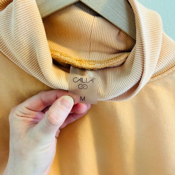 Calia Everyday Fleece Turtleneck Size Medium Apricot Light Orange Sweatshirt - Picture 4 of 10